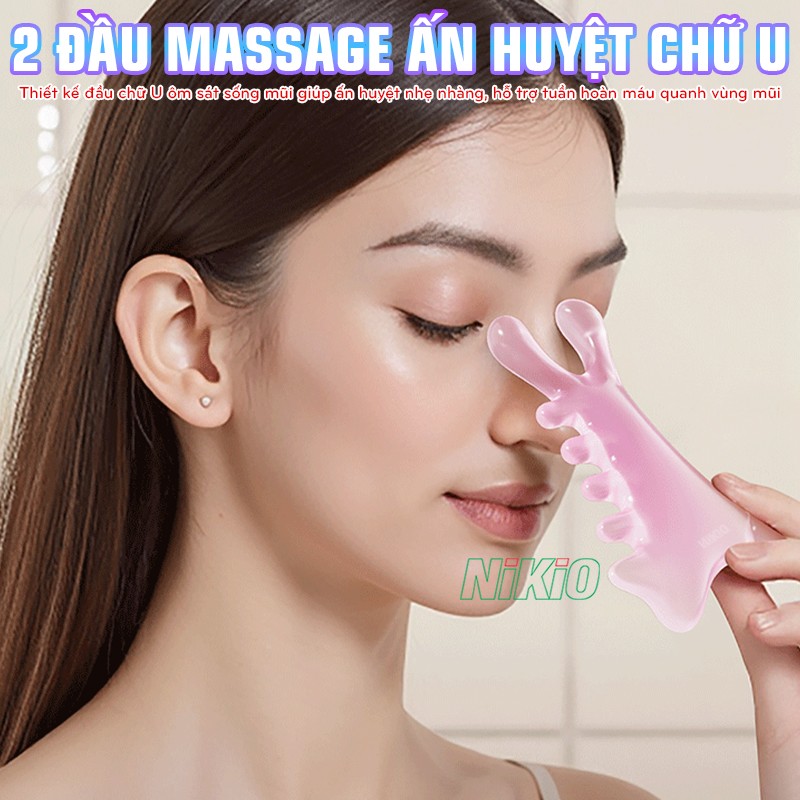 Dụng cụ massage chải cơ, ấn huyệt đa năng 2 đầu massage ấn huyệt chữ U Nikio NK-03C3