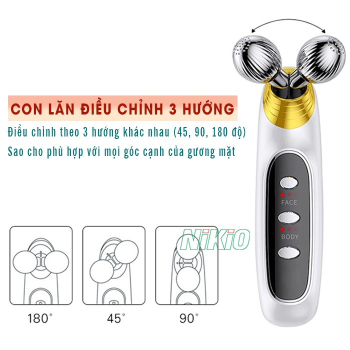 Máy massage nâng cơ mặt 2 đầu điều chỉnh 3 hướng Nikio NK-125