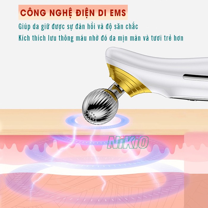 Máy massage nâng cơ mặt 2 đầu điện di EMS Nikio NK-125