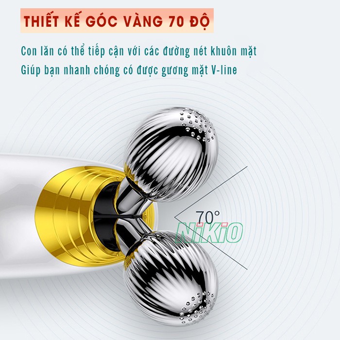 Máy massage nâng cơ mặt 2 đầu góc vàng 70 độ Nikio NK-125