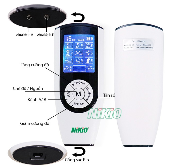 Máy massage xung điện 4 miếng dán Nikio NK-103