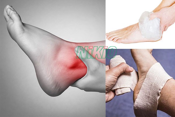 Chườm lạnh và quấn băng cố định giúp giảm căng cơ chân hiệu quả 