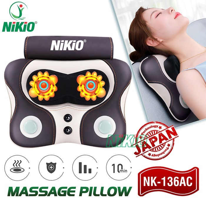 Gối Nikio NK-136AC massage giảm đau vai gáy và tăng cường sức khỏe