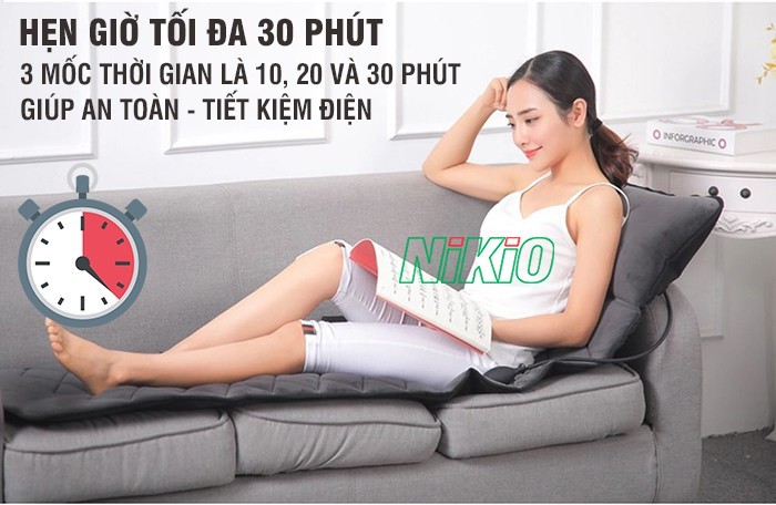 Nệm massage Nikio NK-151 xoa bóp giúp giảm chứng ngồi nhiều đau mông