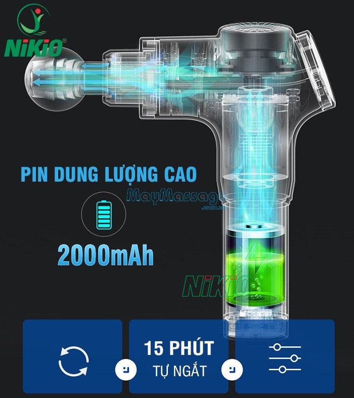 Máy massage Nikio - 170A có chức năng xoa bóp lưng nhanh dễ phục hồi 