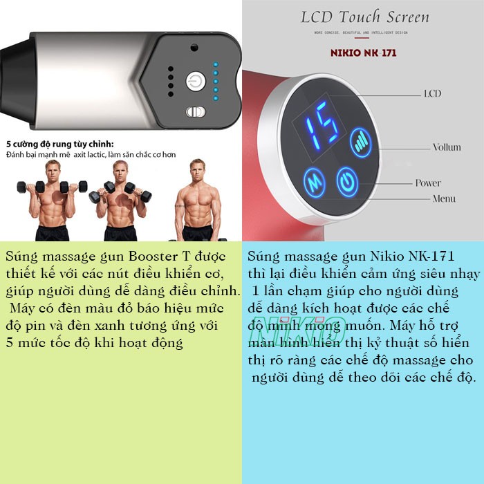 Sự khác nhau của súng massage gun Nikio NK-171 