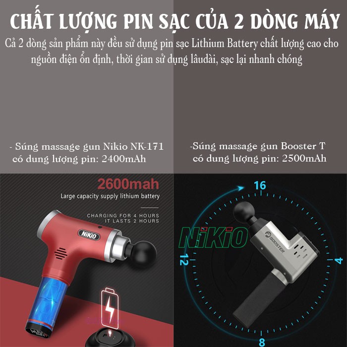 Nikio NK-171 và Súng massage gun Booster T
