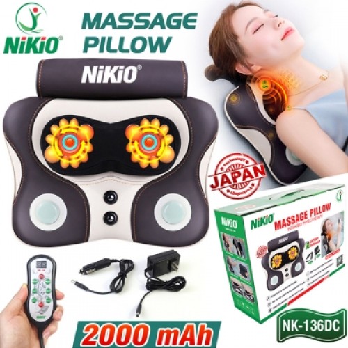 Review Máy massage đấm bóp cổ vai gáy, lưng cao cấp Nikio NK-136DC - Pin sạc