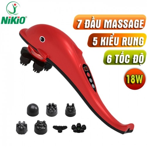 Video giới thiệu Máy massage cầm tay cá heo 7 đầu Nikio NK-178 - Pin sạc, 6 tốc độ, 5 chế độ mát xa